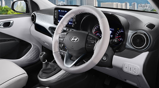 Steering Wheel Cover for Grand i10 Nios - Leatherette Grey