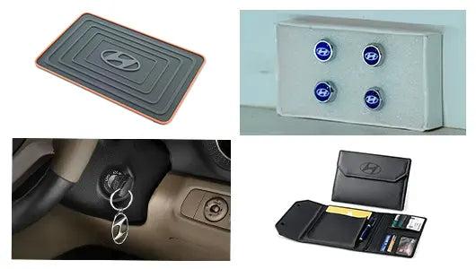Essential Car Gear Collection - Organizer | Dashboard Mat | Key Chain | Valve Caps