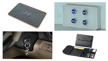 Essential Car Gear Collection - Organizer | Dashboard Mat | Key Chain | Valve Caps